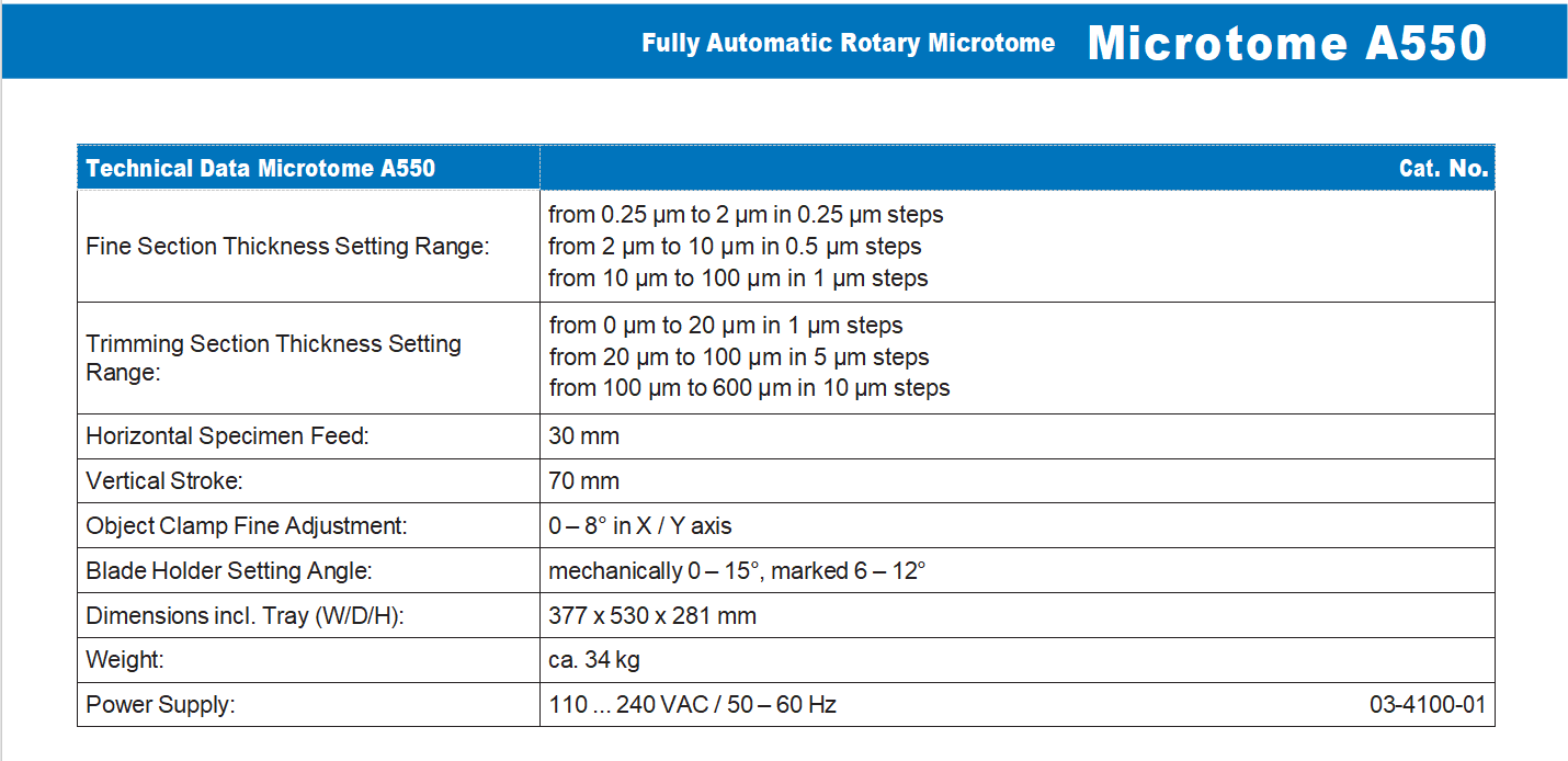 Microtome A550 fully-automatic Rotary Microtome