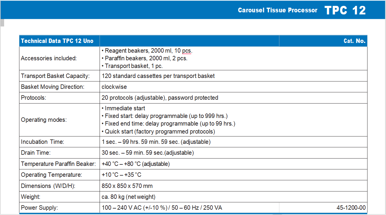 TPC 12 Carousel Tissue Processor