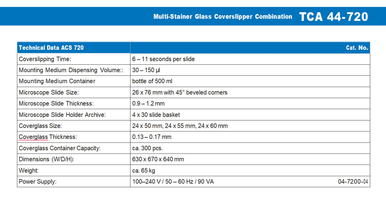 TCA 44-720 Multi-stainer Glass Coverslippers combination