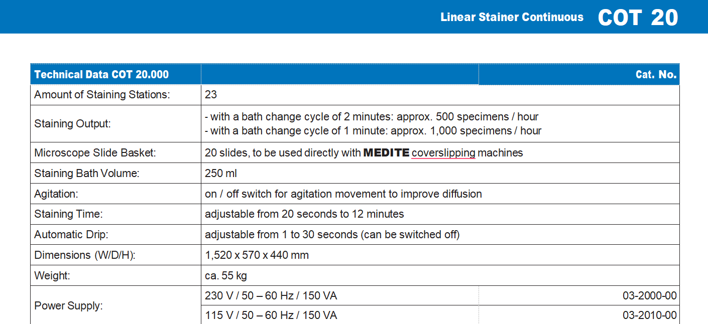 COT 20 Linear stainer Continuous