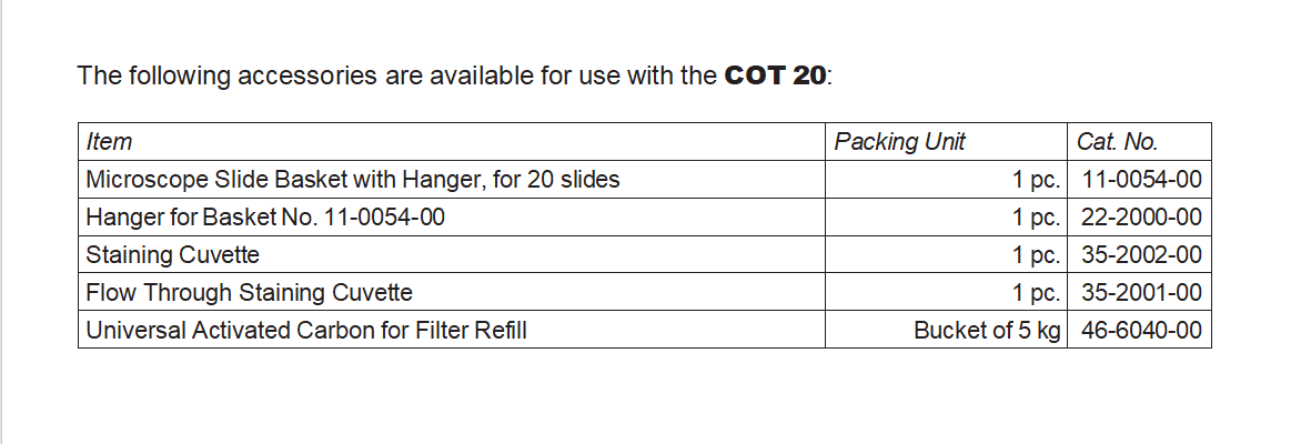 COT 20 Linear stainer Continuous